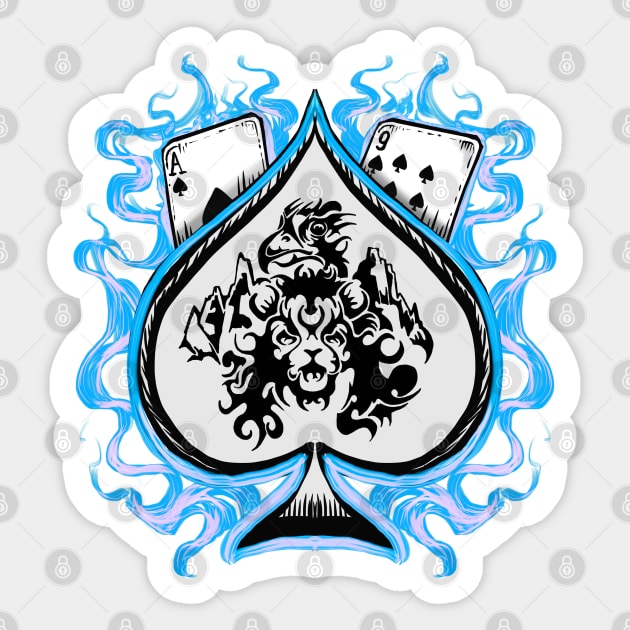 Ace of spades blue Sticker by Shawnsonart